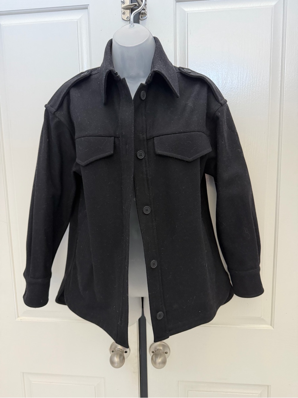 Allsaints Emery Black Wool Blend Jacket Sz 2